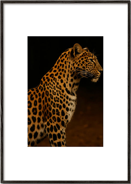 Kunstwerk luipaard profiel – Black Frame