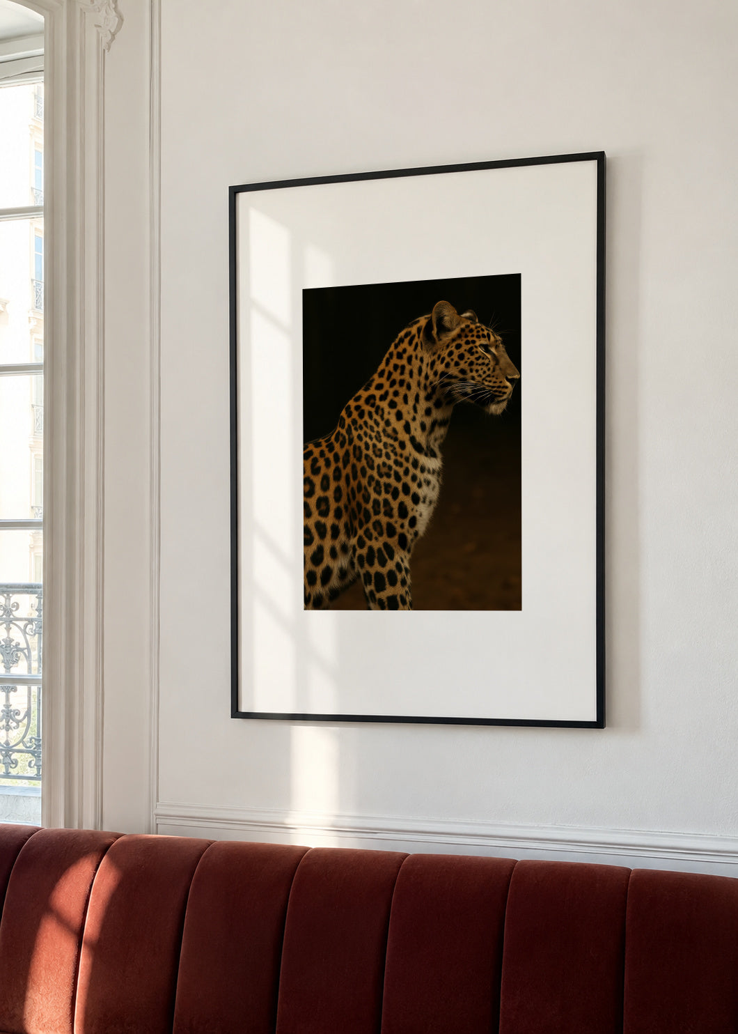 Leopard Profile - Framed poster in an interior
