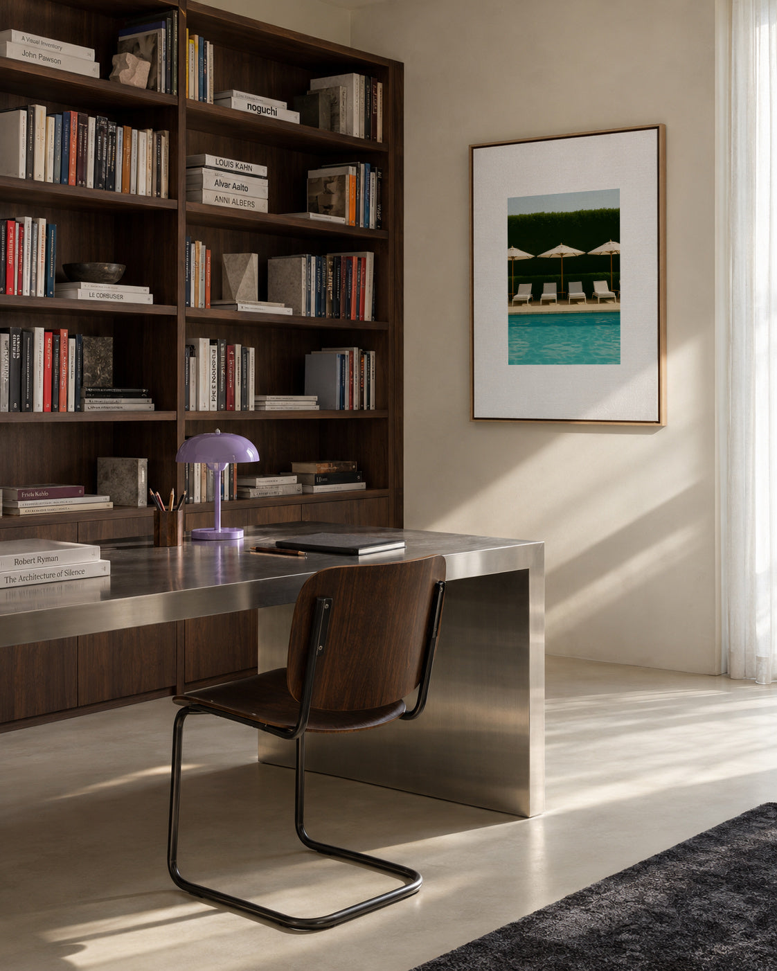 Poolside Silence I - Framed canvas in an interior