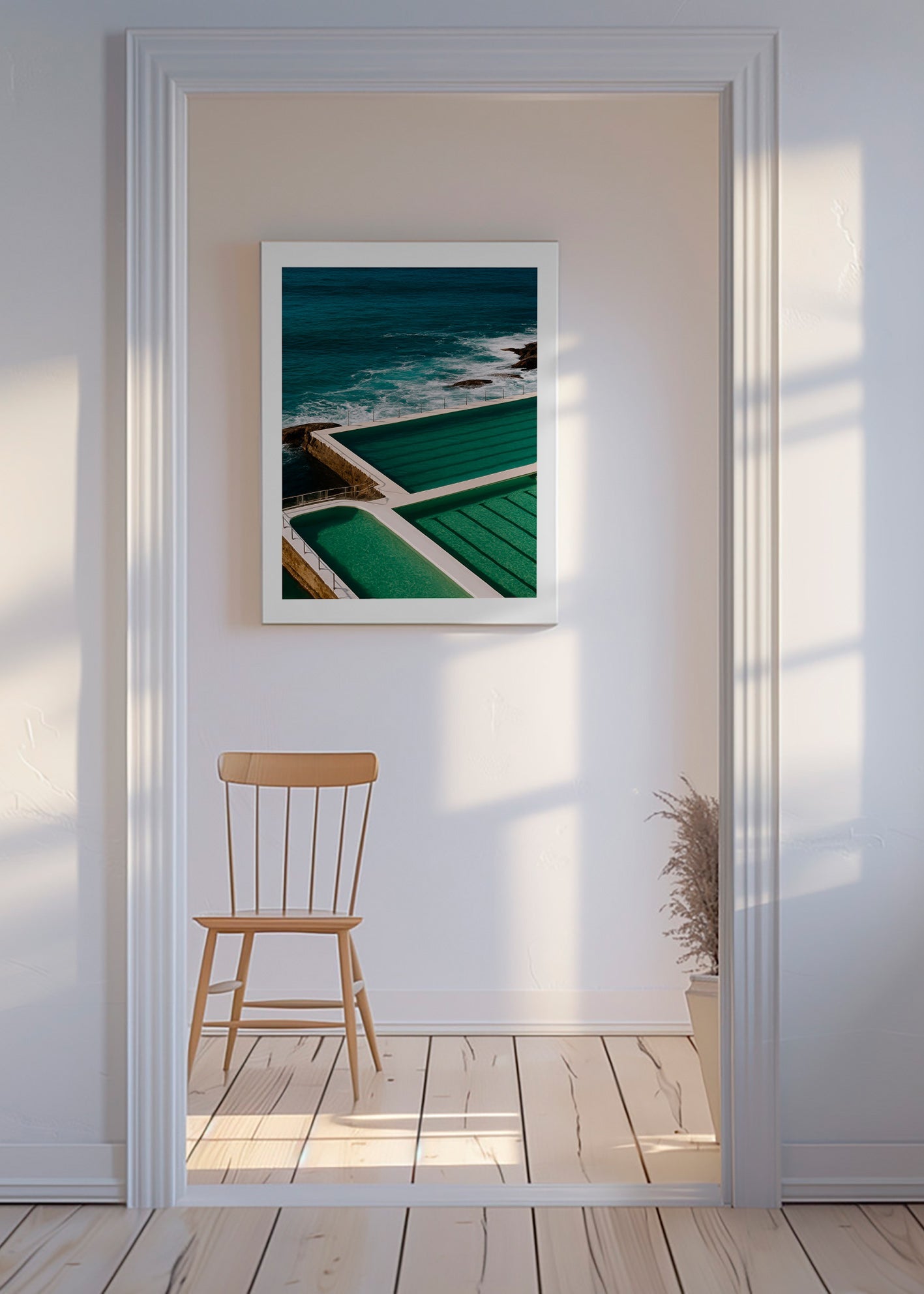 Landschap kunst met zwembaden aan zee – Canvas