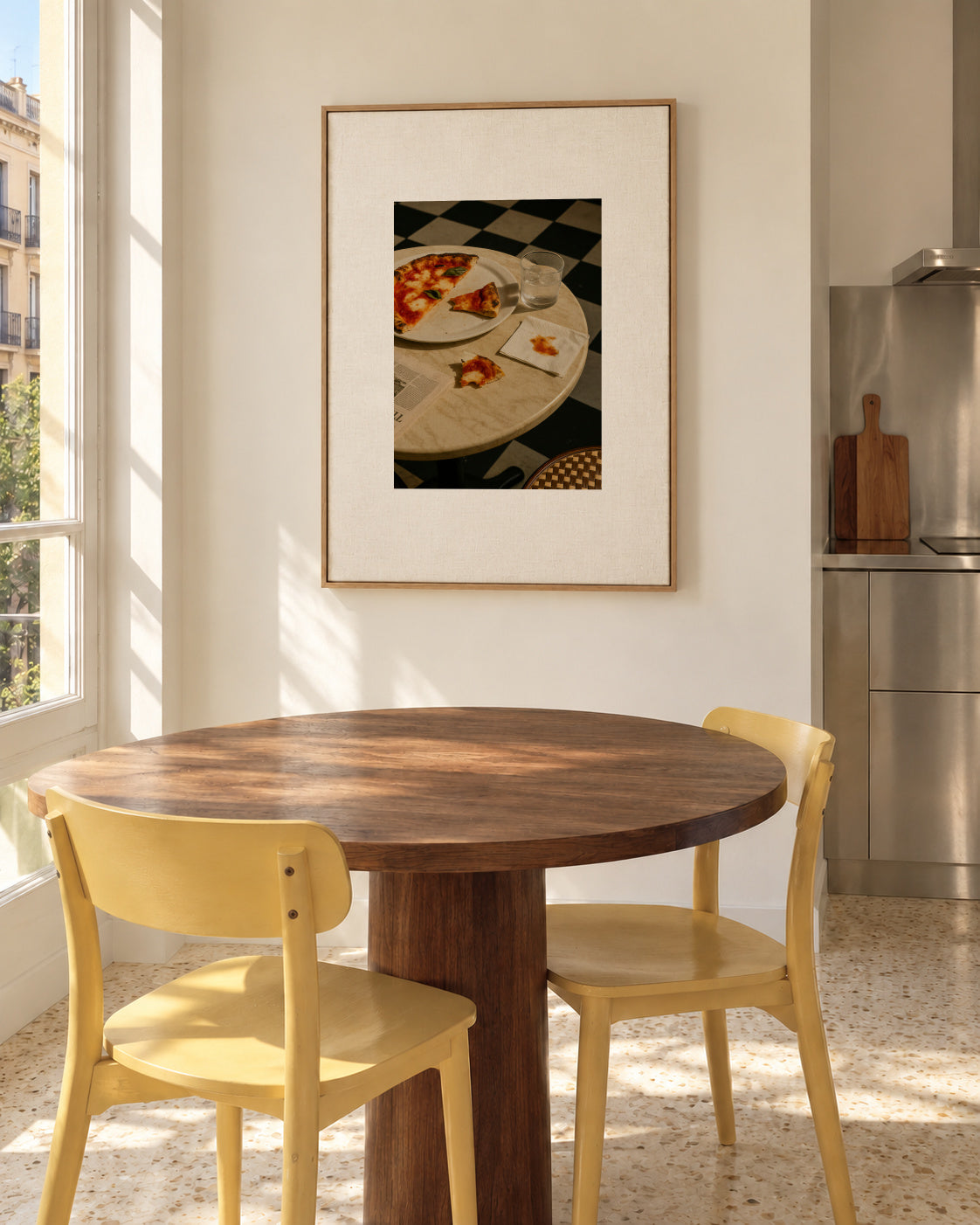 Pizza Break - Framed canvas in an interior