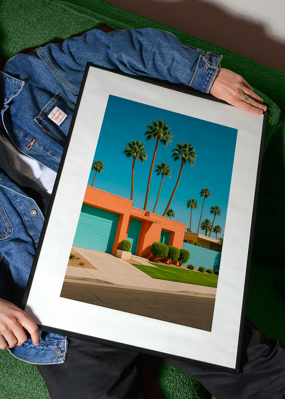 Botanische poster Palm House met palmen en koraalgevel – Product1