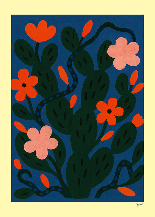 Botanische poster Middernachtbloei