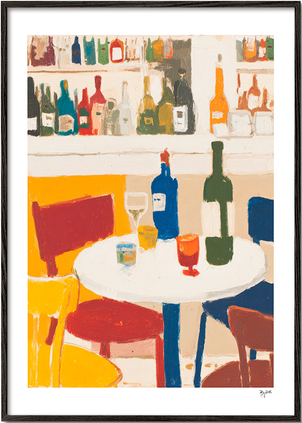 Keuken kunst: bistrotafel met flessen – Black Frame