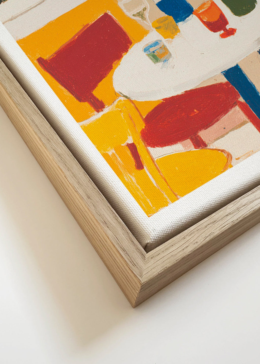 Keuken kunst: bistrotafel met flessen – Canvas detail