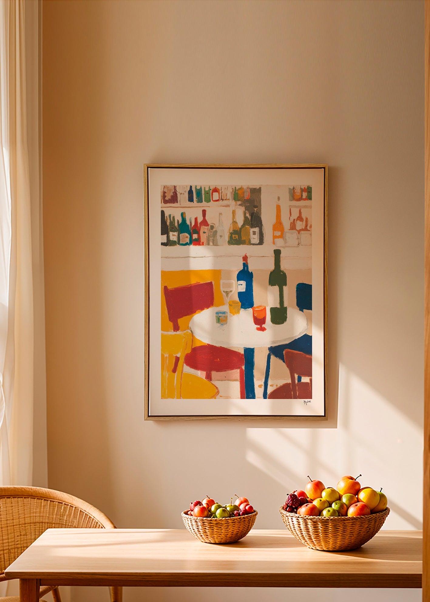 Keuken kunst: bistrotafel met flessen – Canvas1