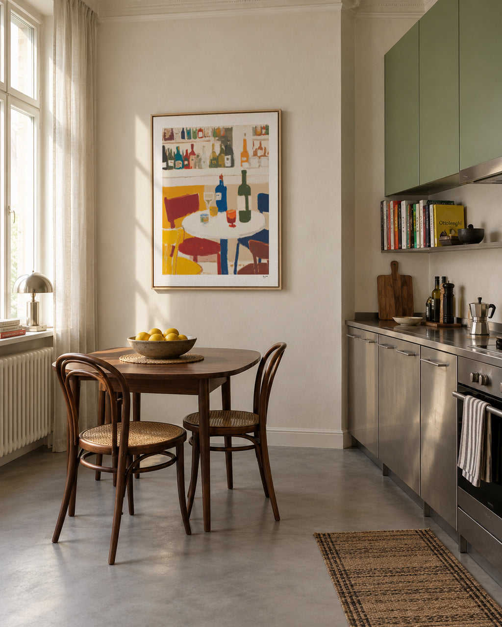 Bistro Corner - Framed canvas in an interior