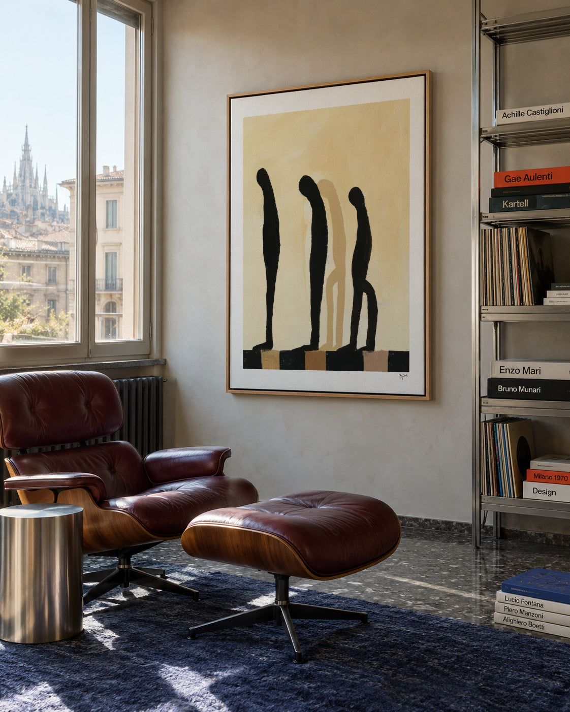 Three Figures I - Framed canvas in an interior