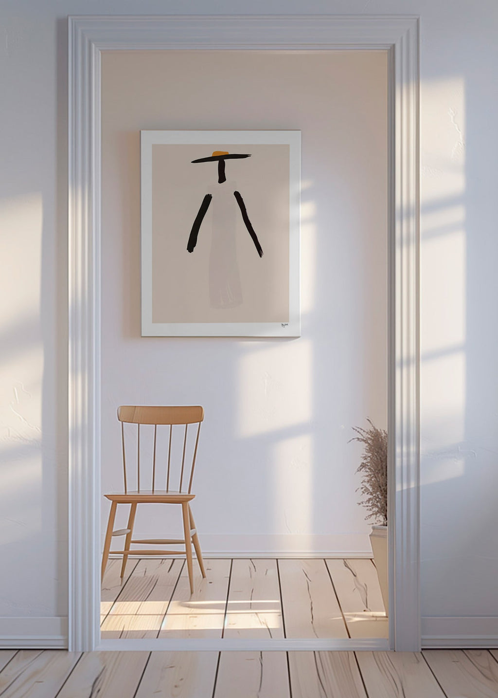 Minimalistische figuur met hoed – Canvas