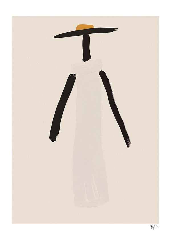 Minimalistische figuur met hoed