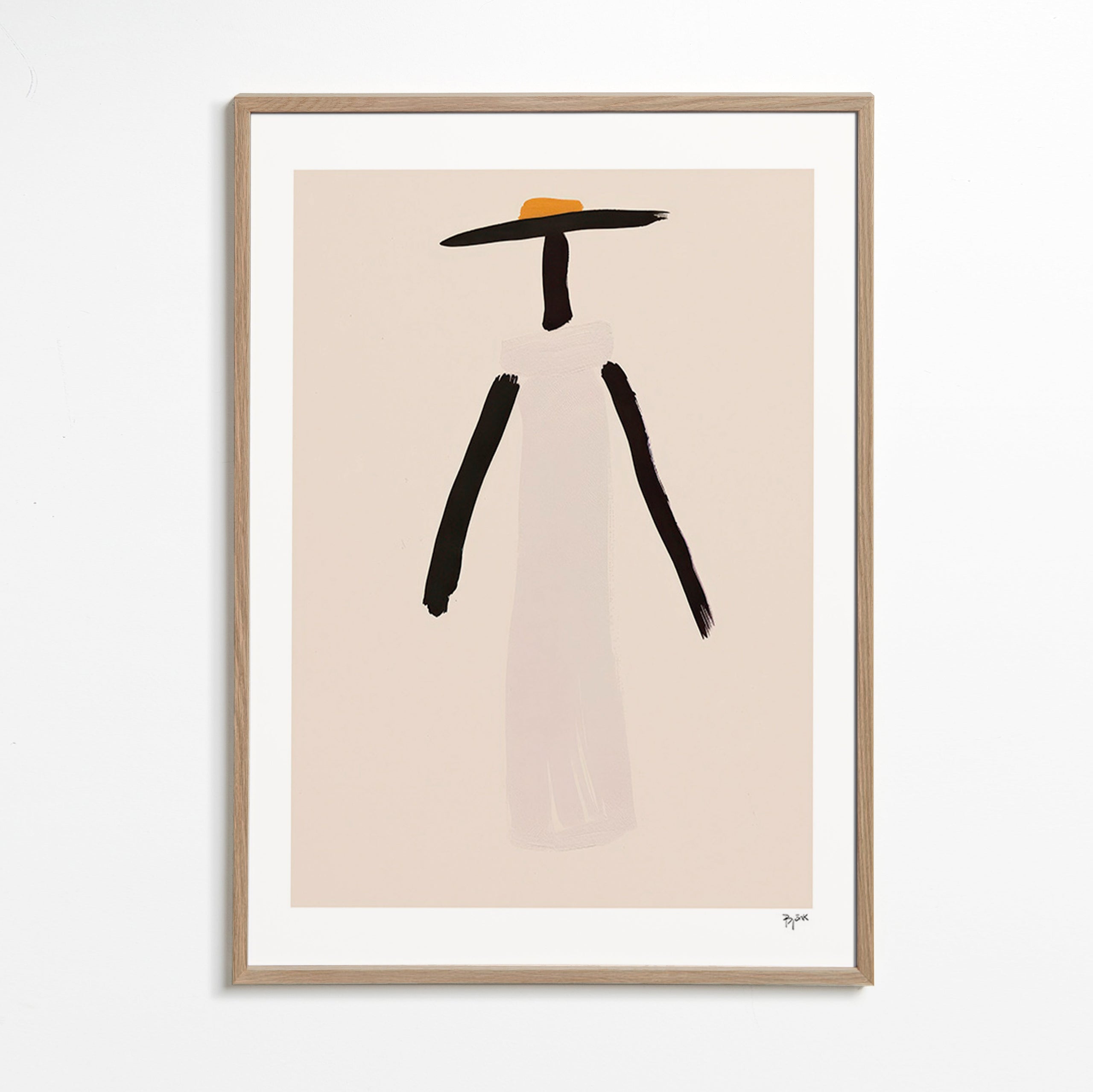 Minimalistische figuur met hoed – Oak Frame