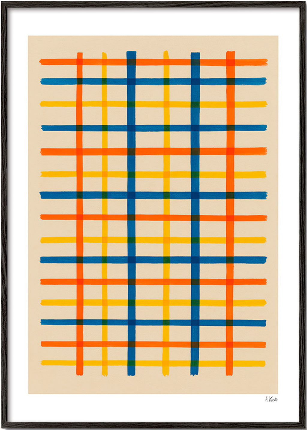 Geometrische poster kleurrijk raster – Black Frame