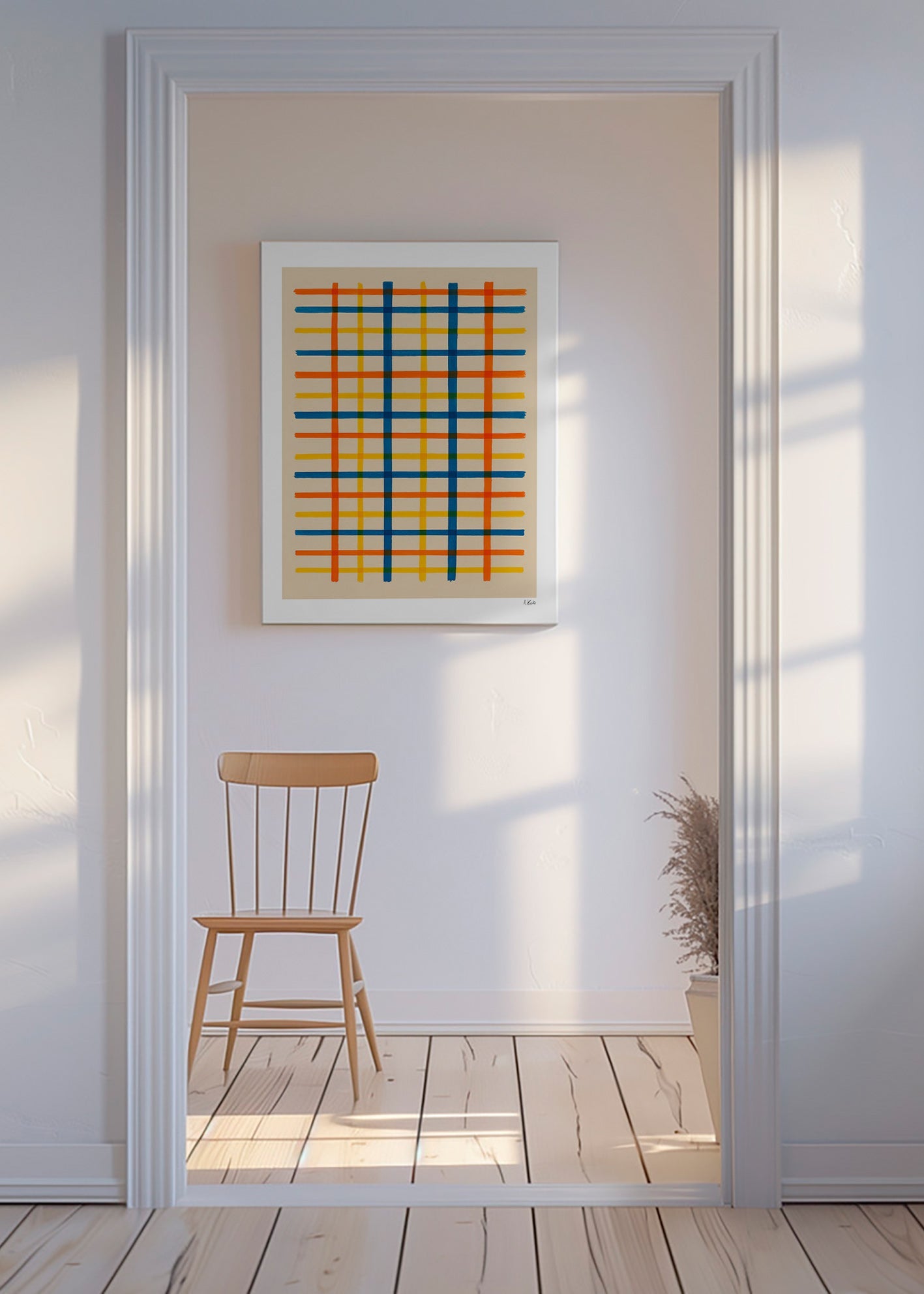Geometrische poster kleurrijk raster – Canvas
