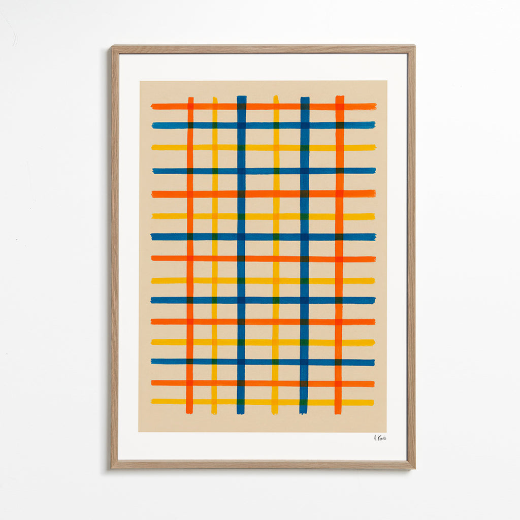 Geometrische poster kleurrijk raster – Oak Frame