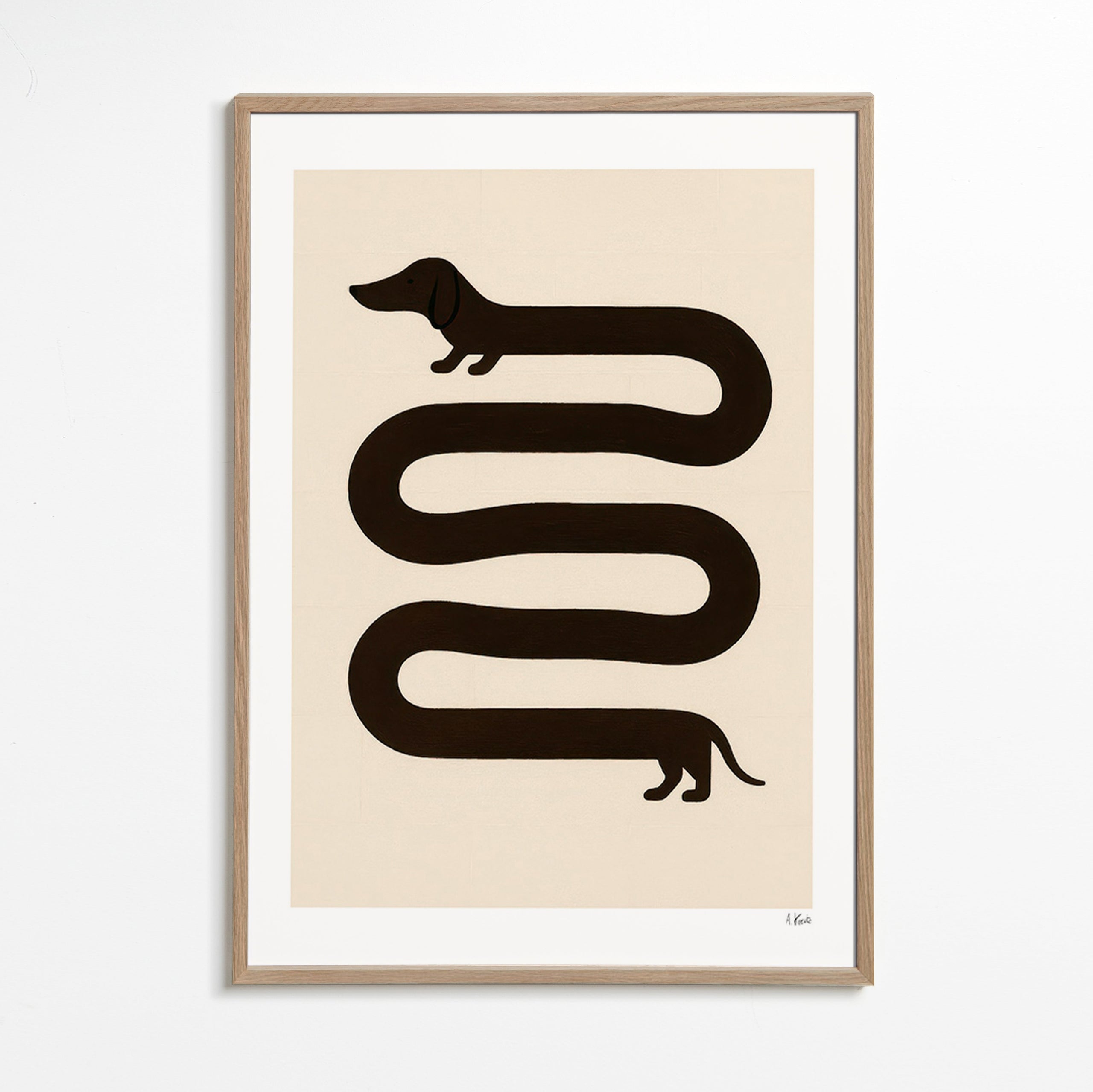 Langwerpige hondenposter – Oak Frame