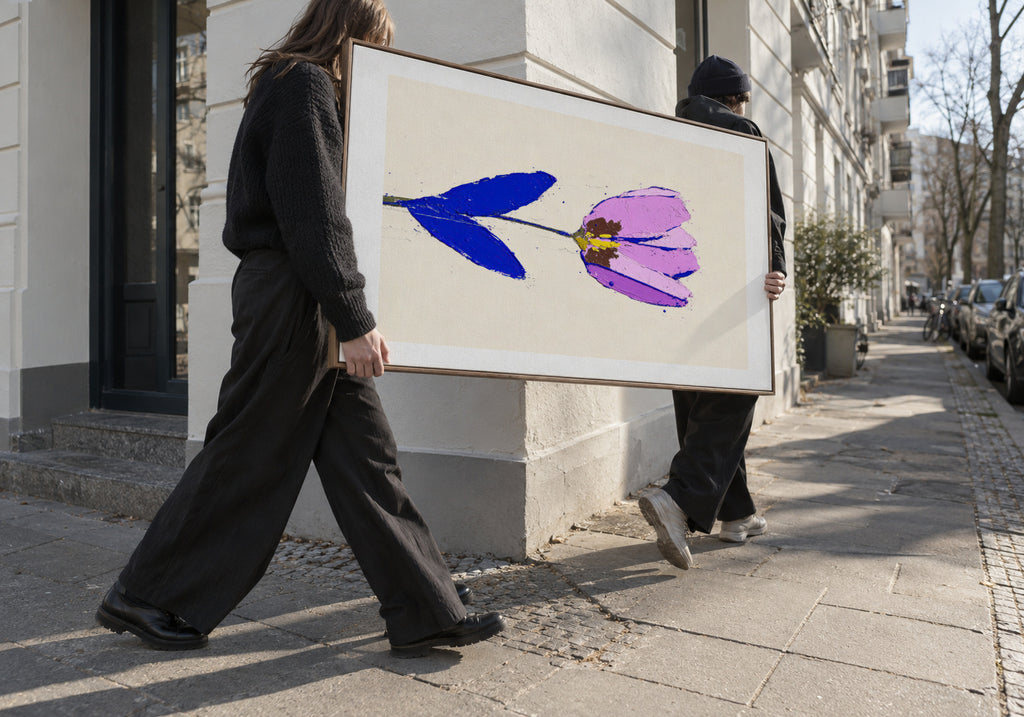 Violet Stem - Framed canvas in an interior