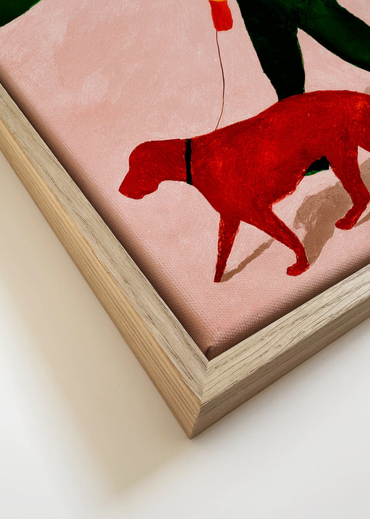 Kunstwerk rode hond wandeling – Canvas detail