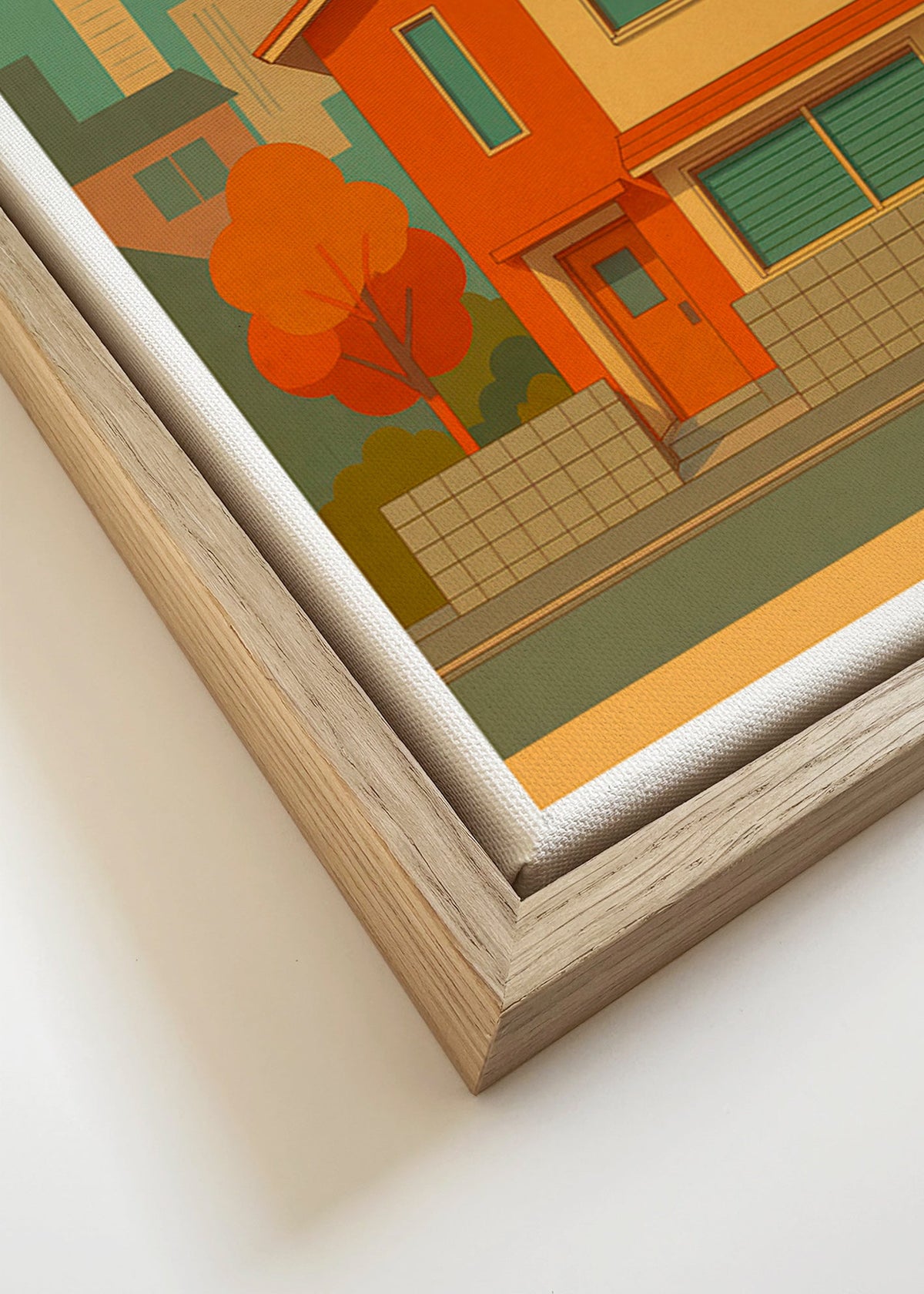 Keuken kunst: Japans huis geïllustreerd in retro kleuren – Canvas detail
