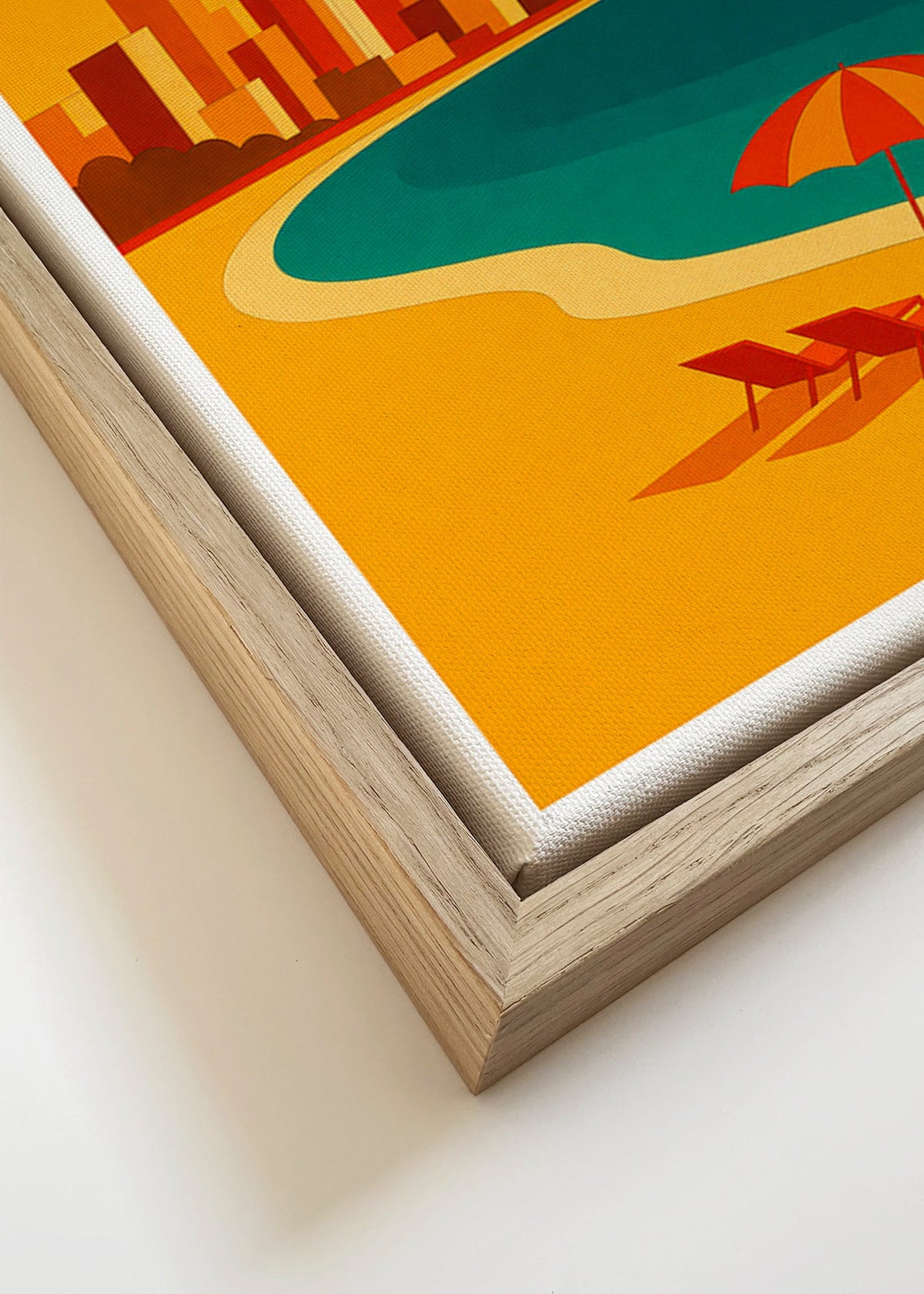 Keuken kunst: retro strand met parasol – Canvas detail