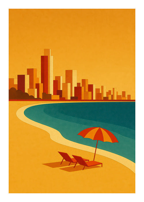 Keuken kunst: retro strand met parasol