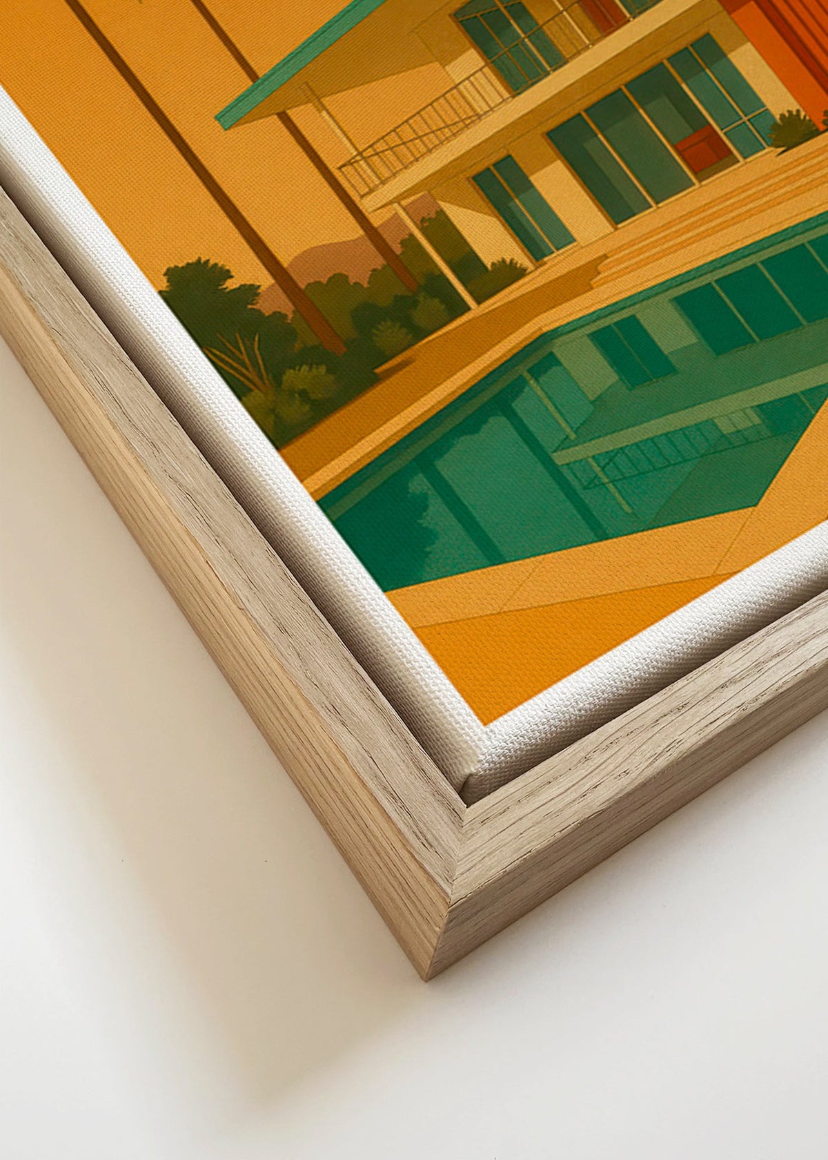 Keuken kunst moderne villa met zwembad in gouden uur – Canvas detail