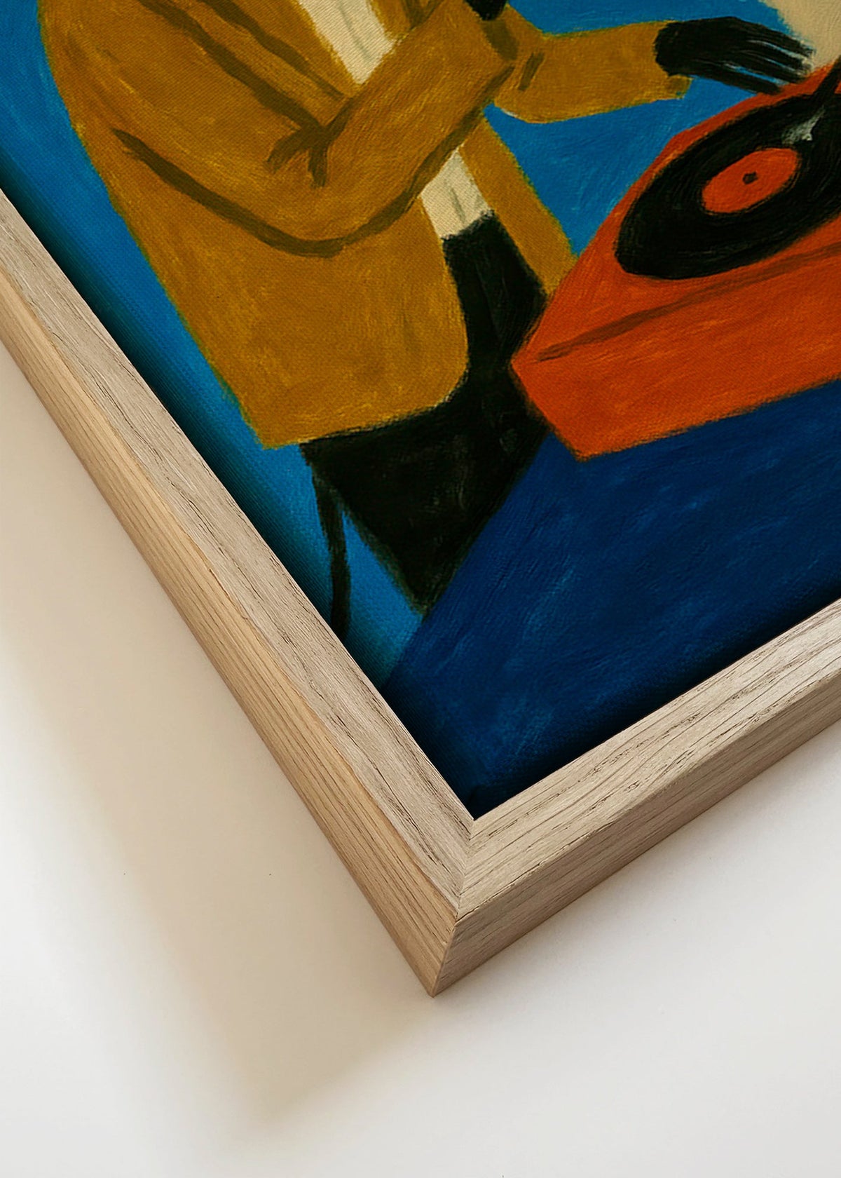 DJ-hond illustratie met vinyl – Canvas detail