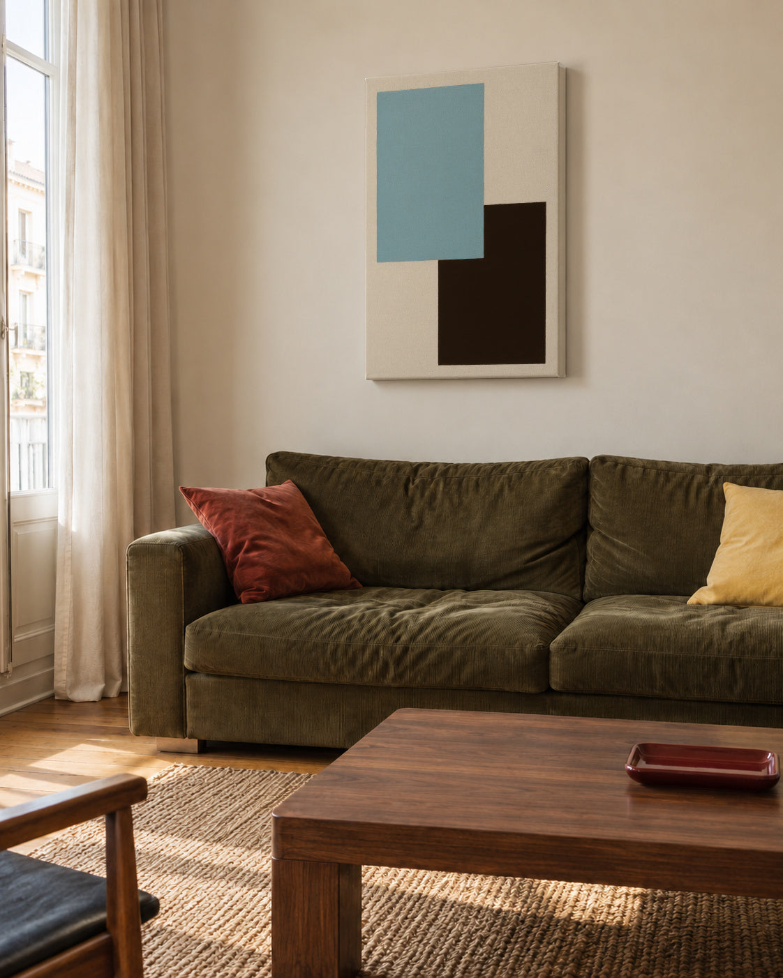 Sky and Slate - Unframed canvas in an interior