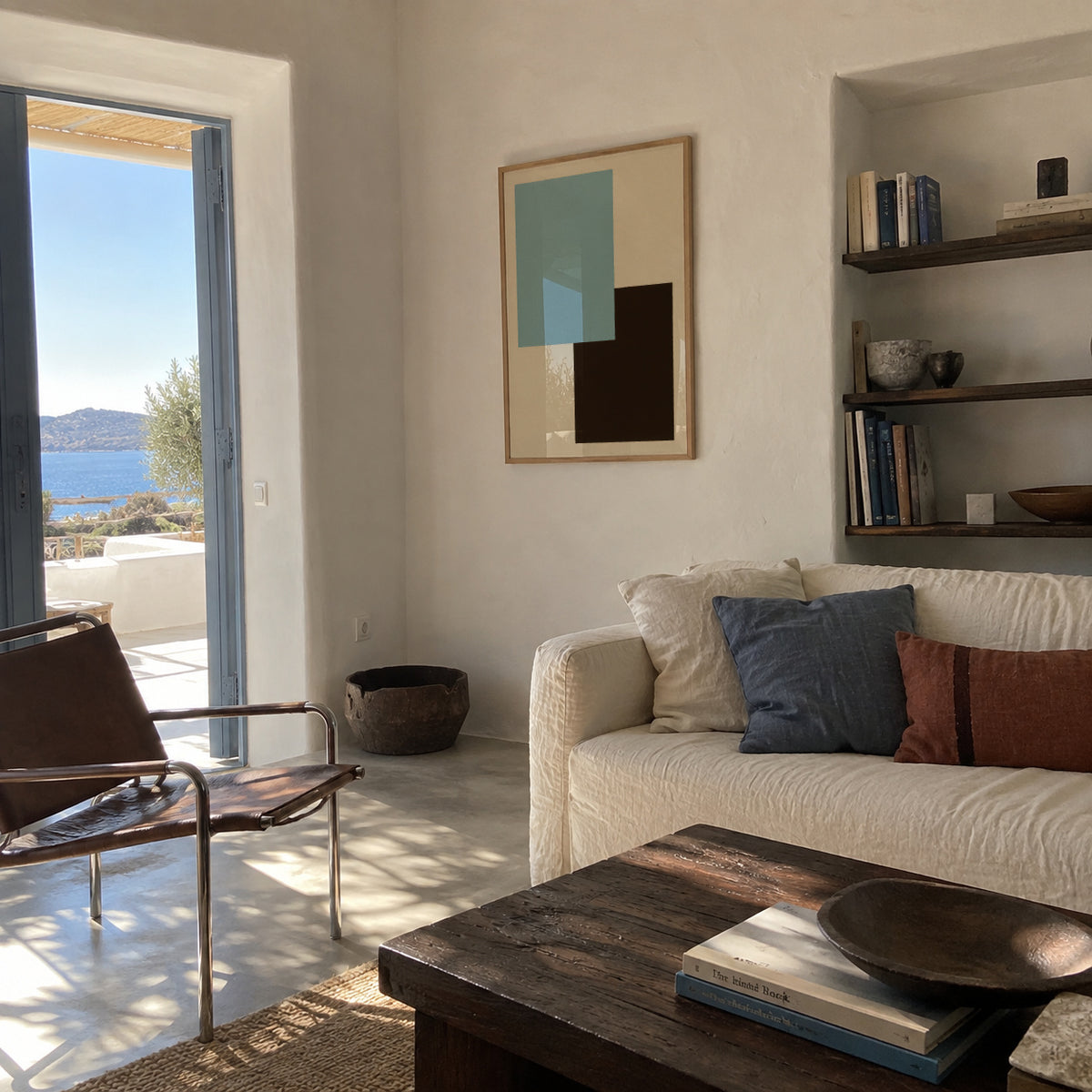 Sky and Slate - Framed poster in an interior