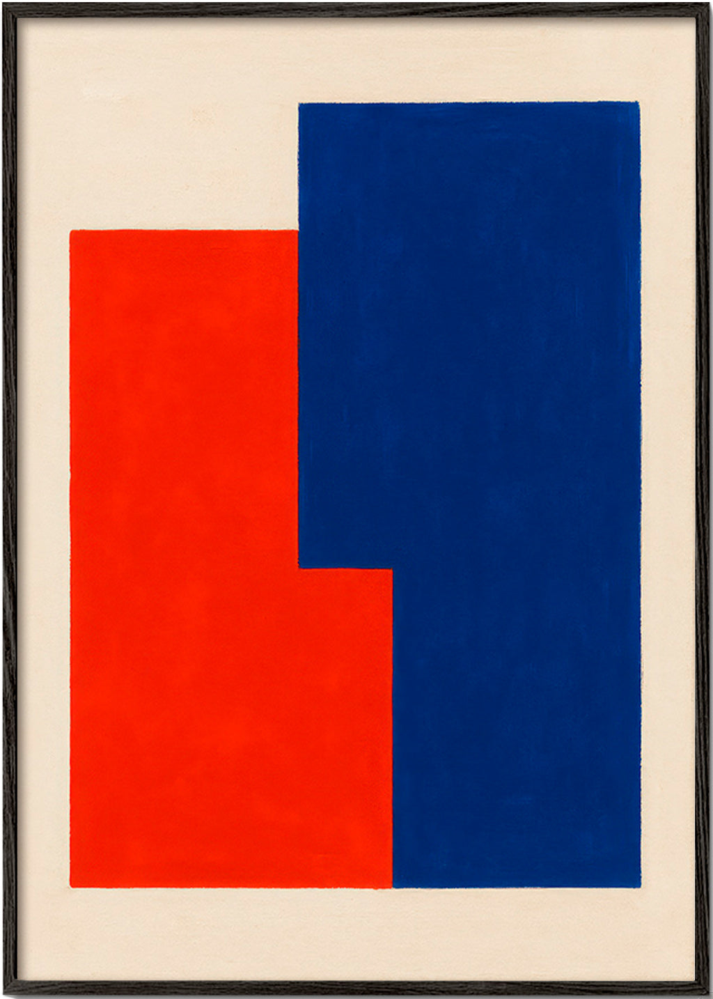 Abstract kunstwerk met rode en blauwe vlakken – Black Frame