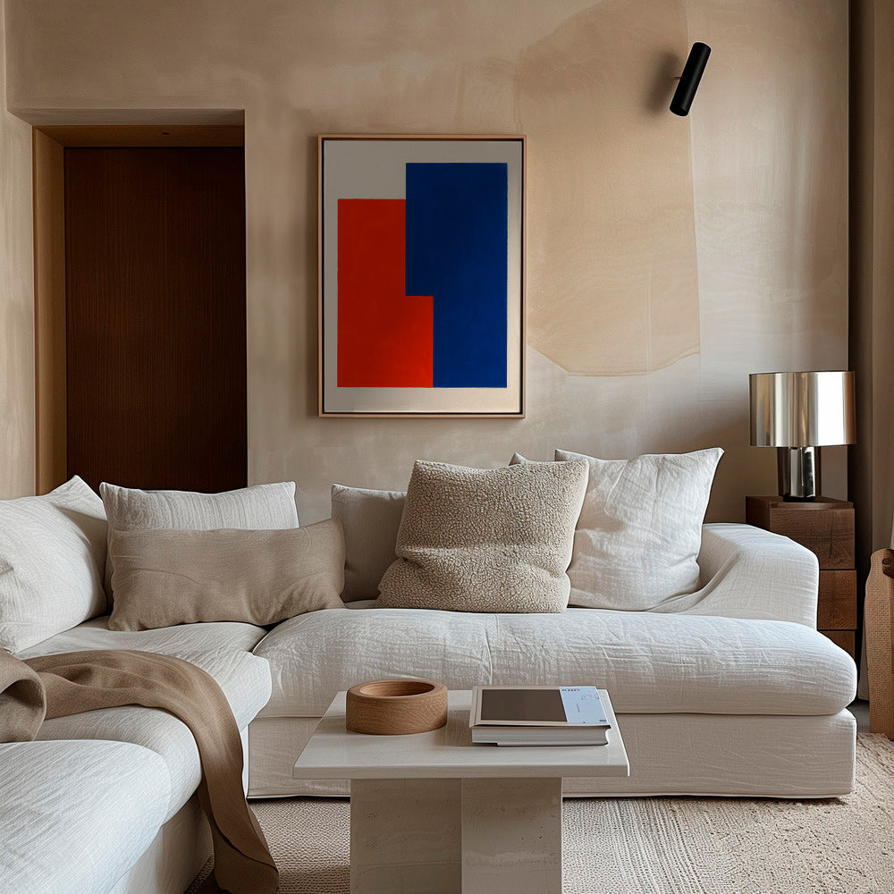 Abstract kunstwerk met rode en blauwe vlakken – Canvas1