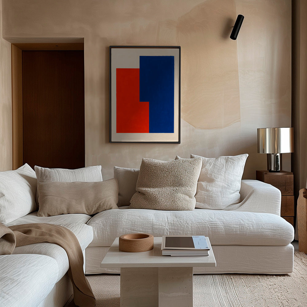 Abstract kunstwerk met rode en blauwe vlakken – Canvas2