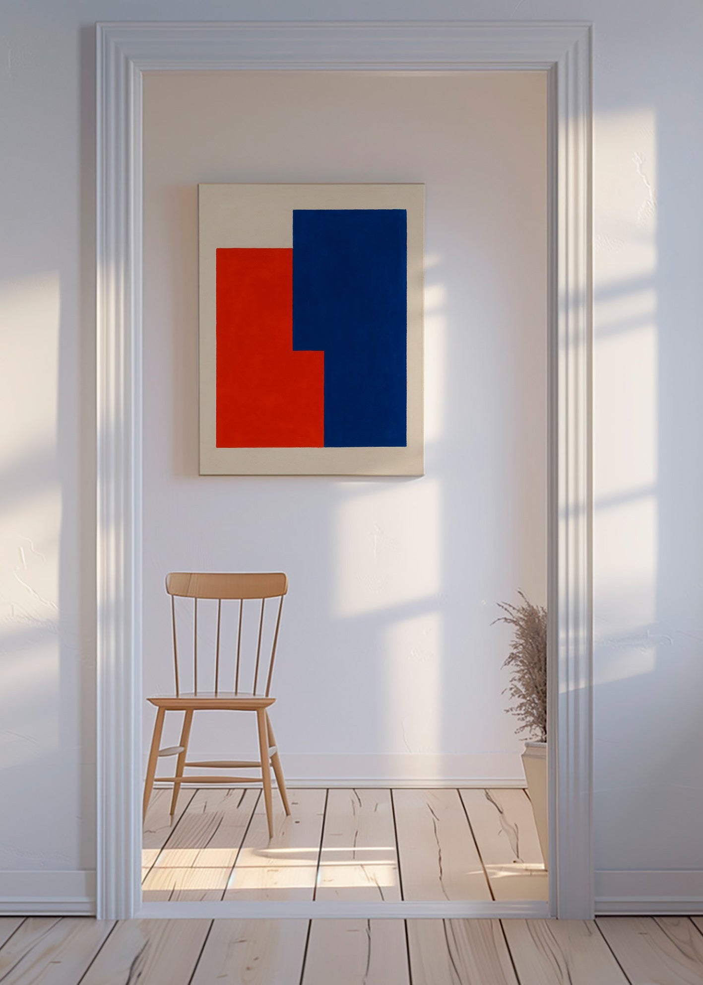 Abstract kunstwerk met rode en blauwe vlakken – Canvas
