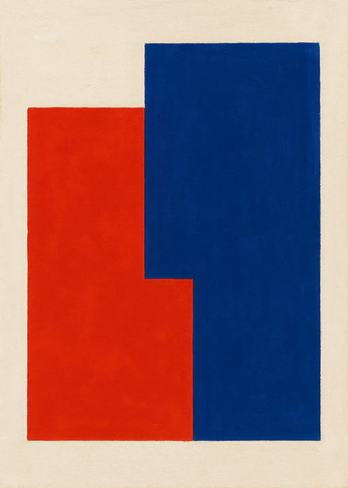 Abstract kunstwerk met rode en blauwe vlakken