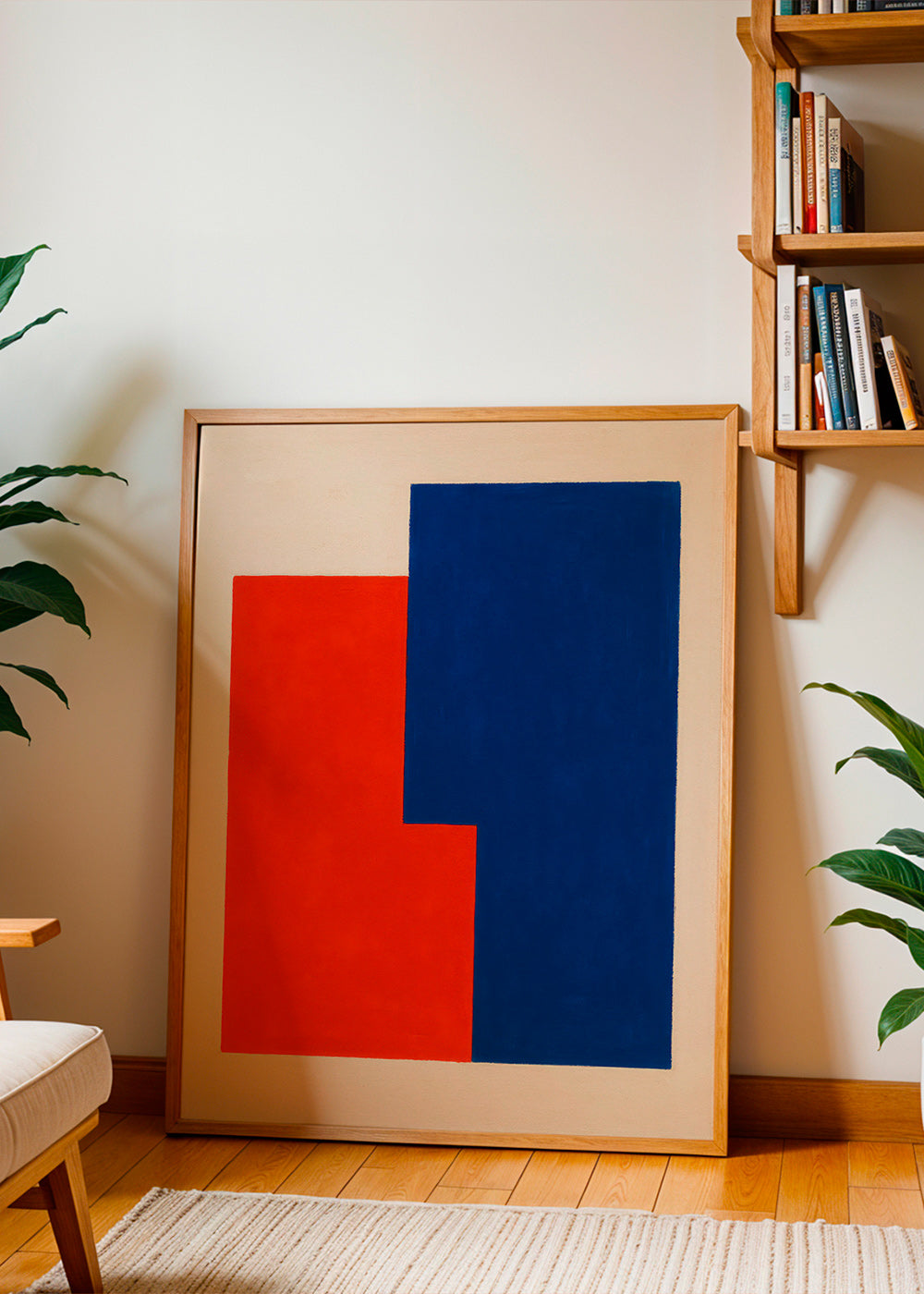 Abstract kunstwerk met rode en blauwe vlakken – Product3