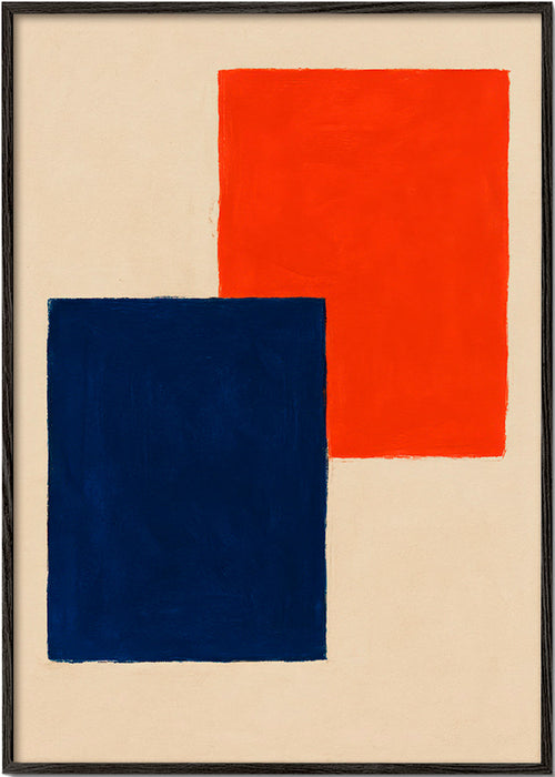 Abstract kunst: overlappende rode en blauwe rechthoeken – Black Frame