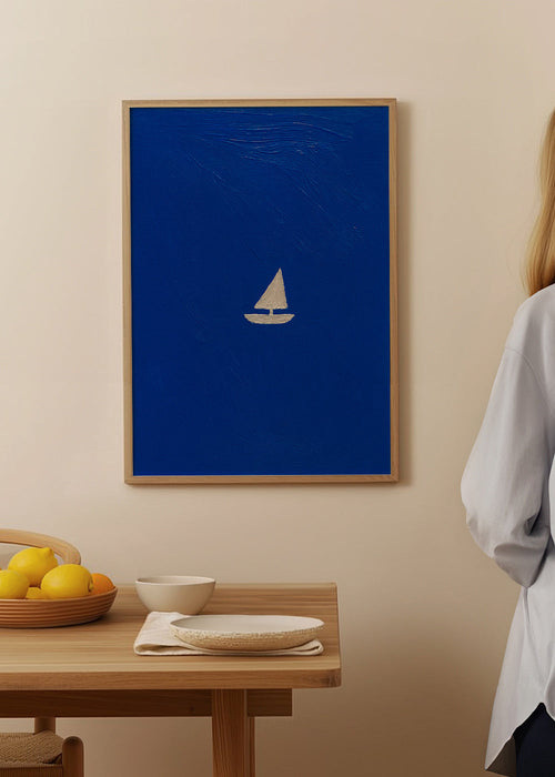 Landschap kunst met minimalistische zeilboot – Product1