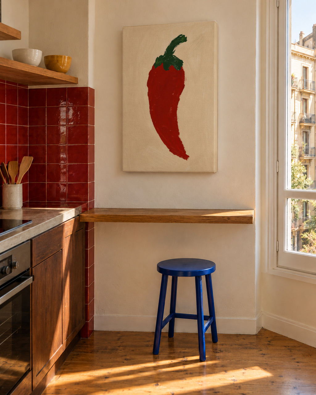 Red Chili - Unframed canvas in an interior