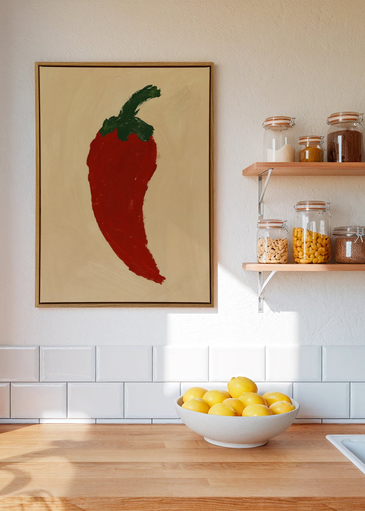 Red Chili - Framed canvas in an interior