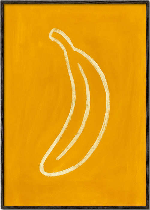 Keuken kunst: gele banaan minimalistisch – Black Frame