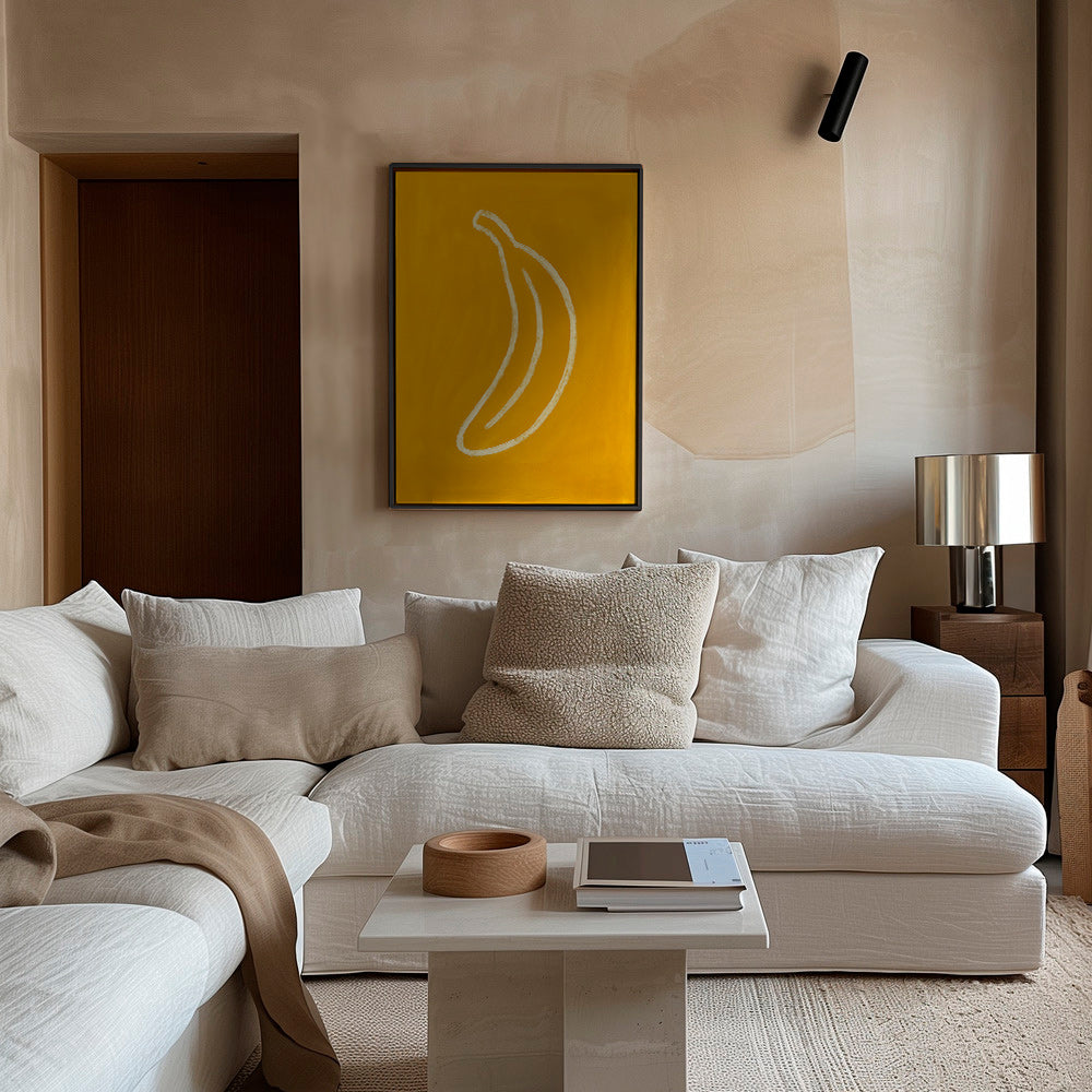 Cuadro de cocina con plátano amarillo minimalista – Canvas2