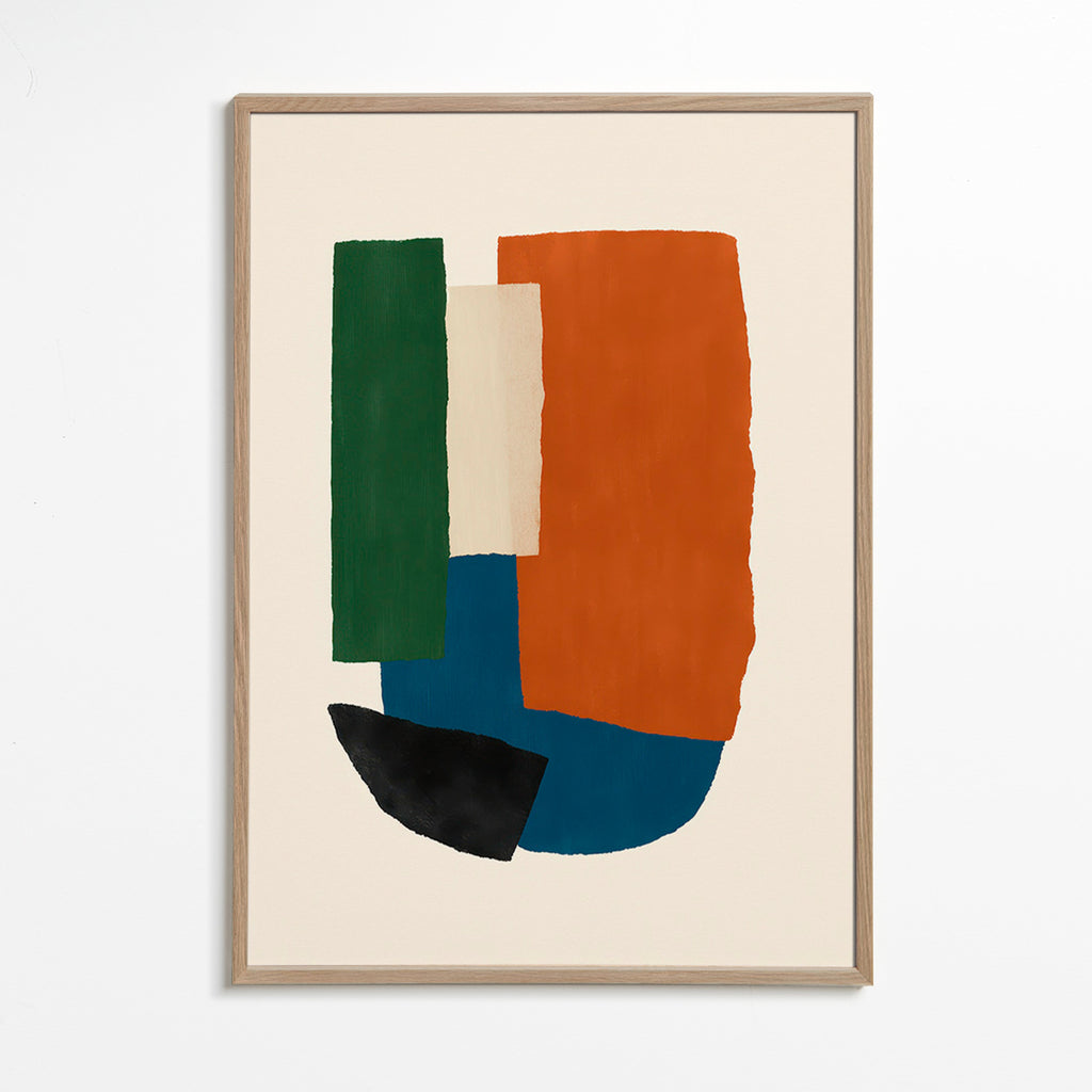 Abstract kunst aardse blokken – Oak Frame