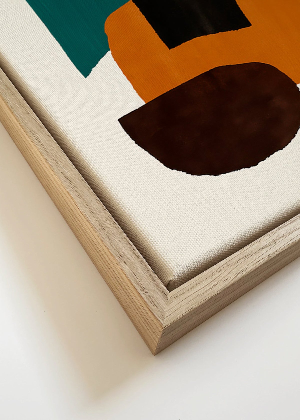 Abstract kunstwerk met aardse blokken – Canvas detail