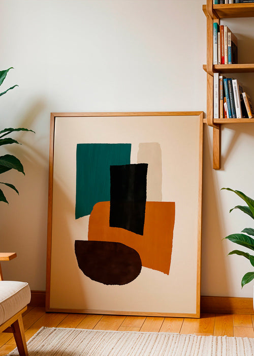 Abstract kunstwerk met aardse blokken – Product1