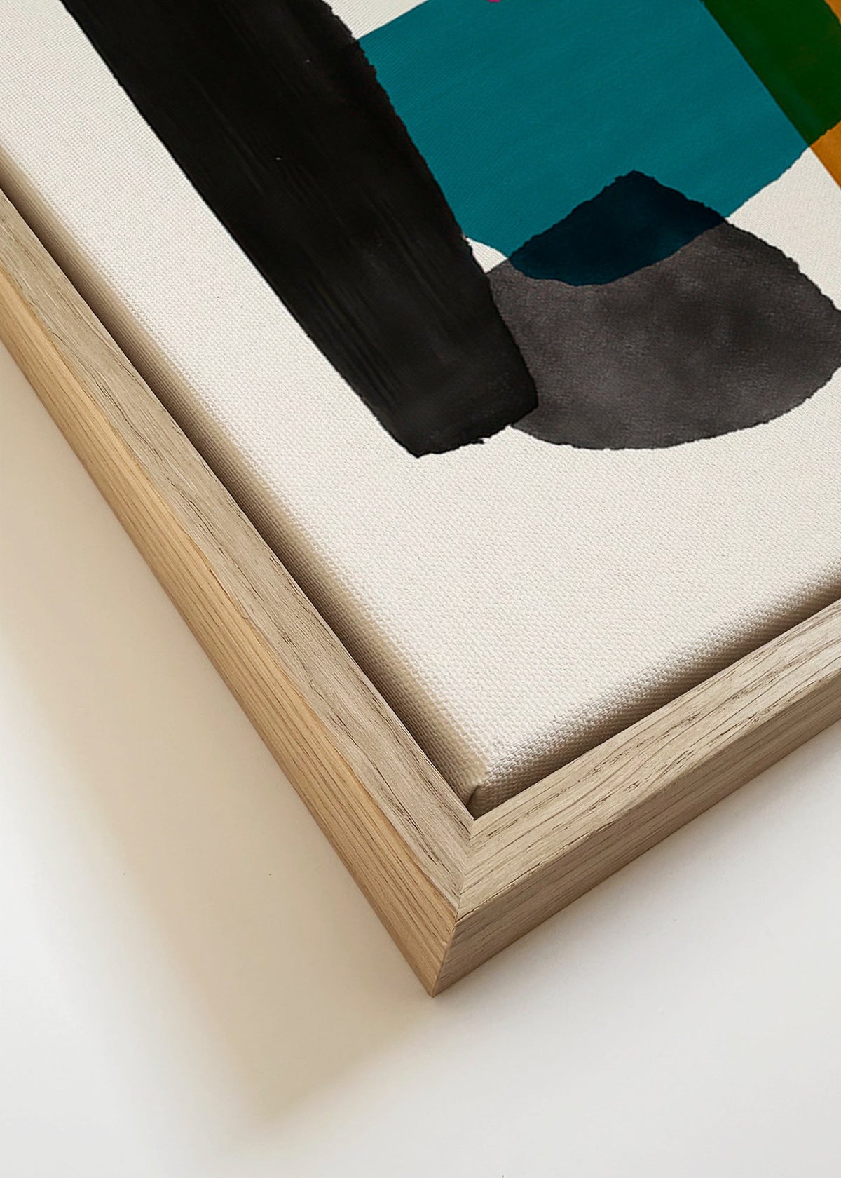 Abstract kunstwerk met magenta vlak – Canvas detail