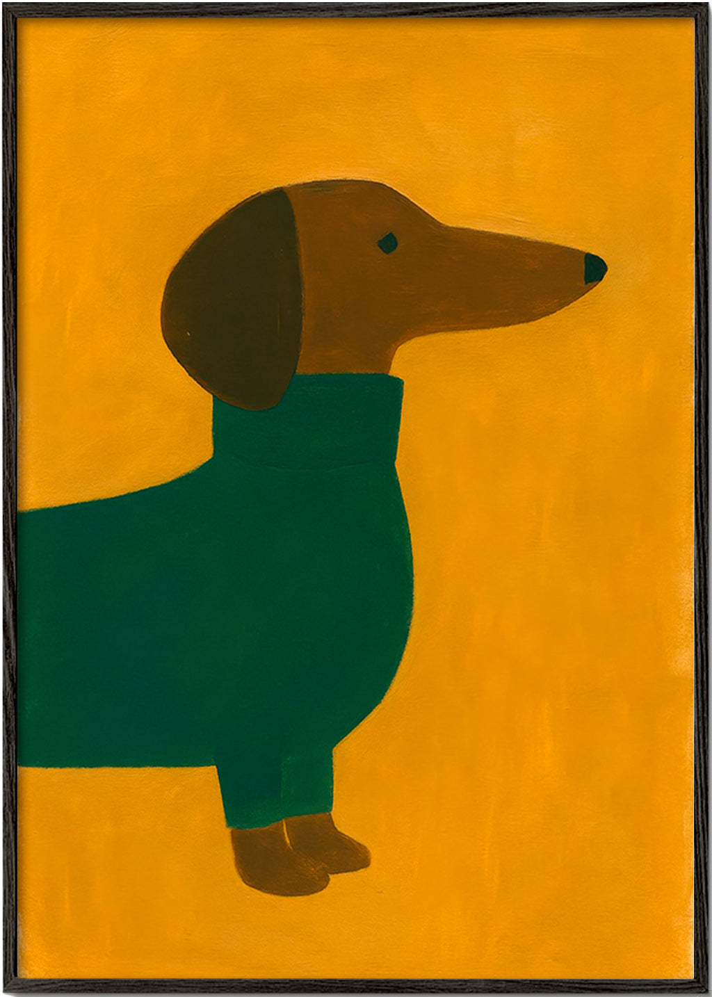 Kunst: Teckel in mosterd – Black Frame
