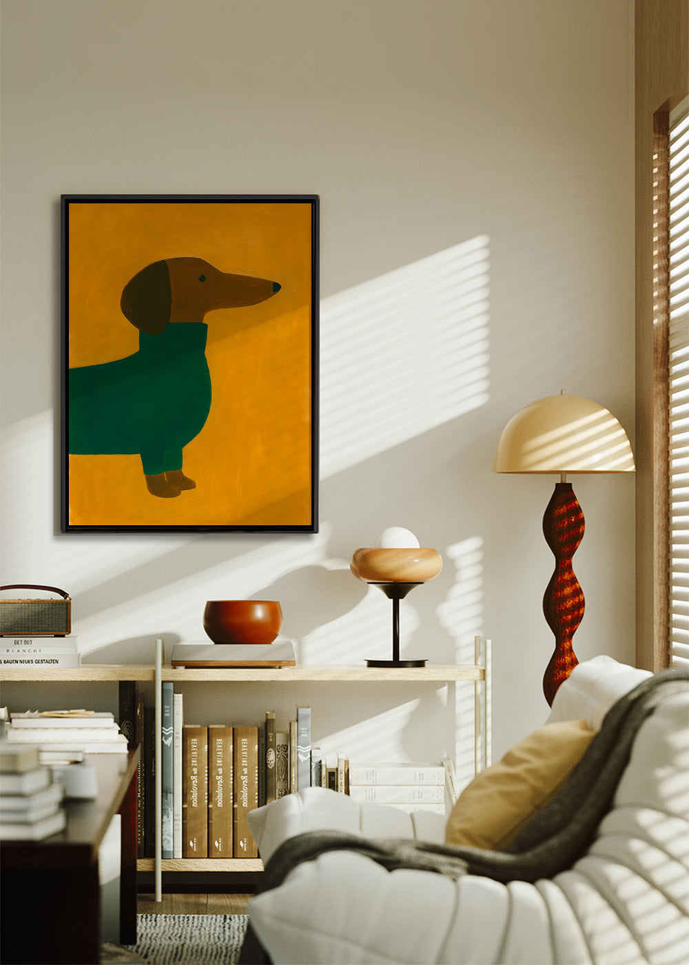 Kunst: Teckel in mosterd – Canvas2