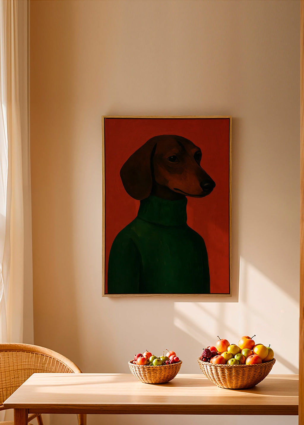 Hondenportret met groene trui – Canvas1