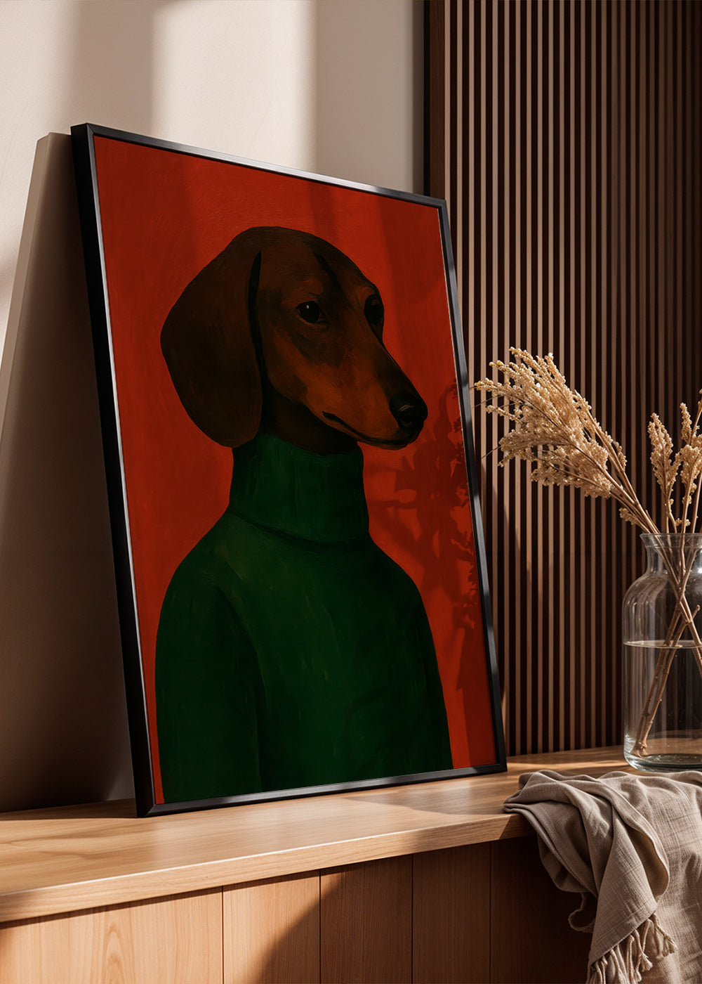 Hondenportret met groene trui – Product1
