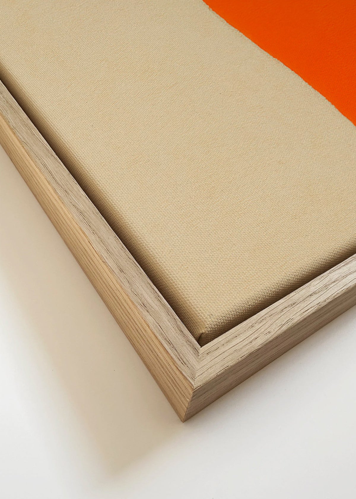 Abstract werk met oranje curve – Canvas detail