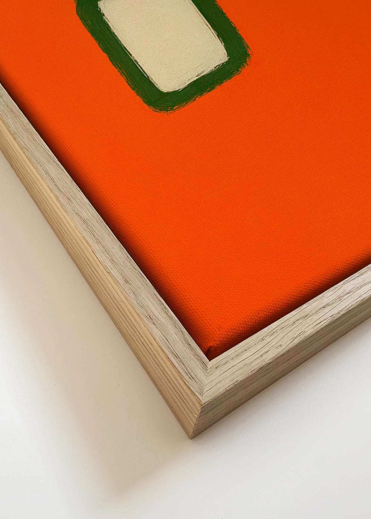 Minimalistisch oranje paneel met groene kern – Canvas detail